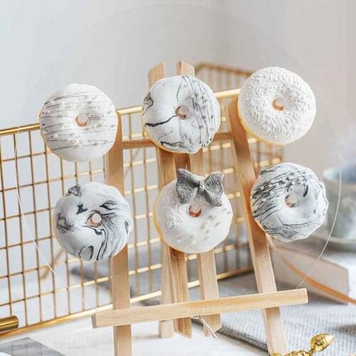 Simulation Donut Model Marble Black Gold Shooting Props Fake Cake Dessert Window Decoration Pendulum