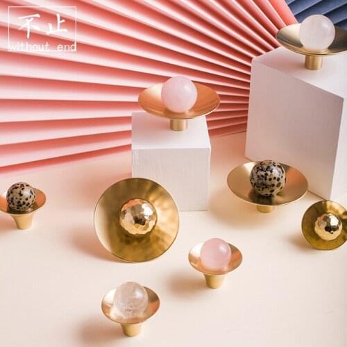 Creative Handle Crystal Hammer Pattern Pure Brass Nordic Simple Cabinet Wardrobe Gold Furniture Cabinet Door Handle