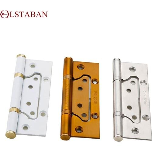 LSTABAN Furniture Accessories 304 Stainless Steel Hinge 4 Inch 5 Inch Slotless Door Hinge Thickened Mute 2 Pieces (1 Pair)