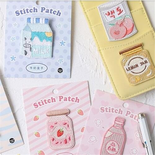 Maxsin 1 Pcs High Quality Cute jam milk honey peach can Embroidery Patches for Bag Jeans Iron On Patches for Clothes DIY