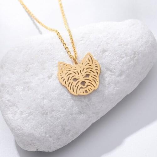 Cartoon Creative Puppy Dog Yorkshire Terrier Necklace Stainless Steel Cute Pets Dogs Necklaces & Pendants Jewelry for Women