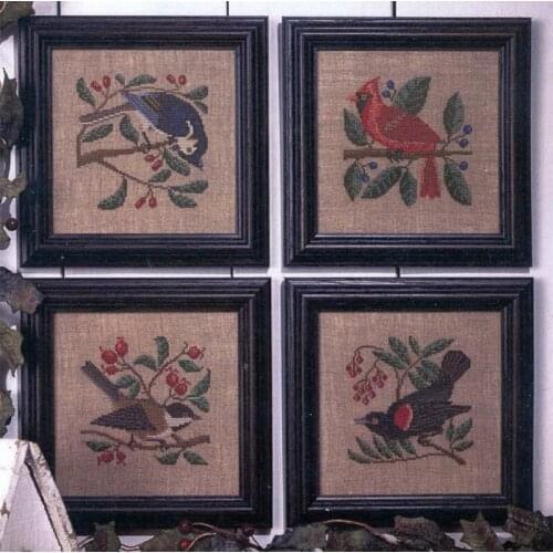 Top Manufacturer Embroidery Birds and Berries Zombie Cross Stitch Kit with 100% Cotton Flosses & Free Shipping for Wall Decor