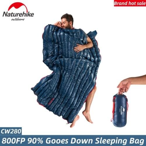 Naturehike Sleeping Bag Winter White Goose Down Envelope Type 0.8kg Ultralight Camping Sleeping Bag 800FP Warm 15D Waterproof