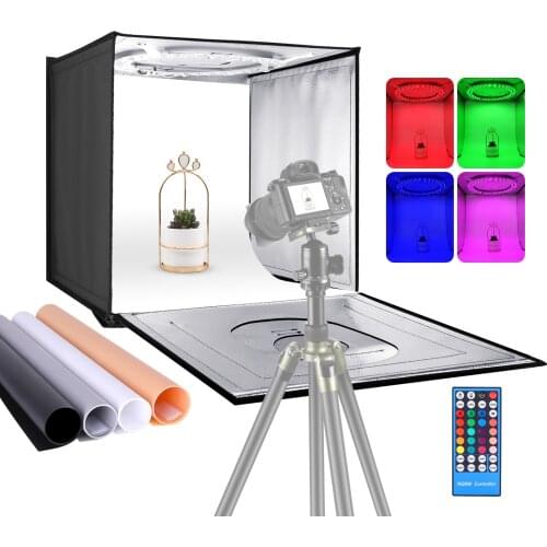 Neewer Photo Studio Light Box with Infrared Remote Control, Table Top 20 inches/50cm Shooting Tent with LEDs/4 Colors Backdrops