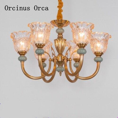 New European luxury Golden Crystal Chandelier living room dining room bedroom French creative led flower glass chandelier