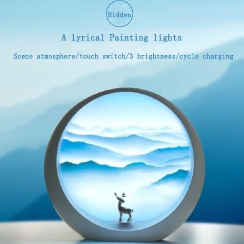 2021 New Creative Hidden Moon Scene Atmosphere Moon Lamps Led USB Charging Gift Night Light Home Art Decoration