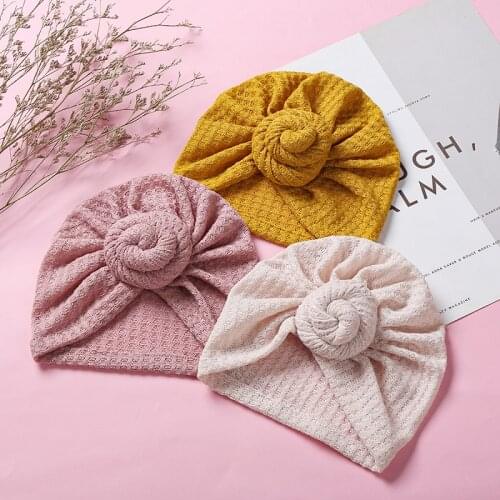 8 Colors New Solid Waffle Crochet Knit Baby Hat 3M-5T Turban Toddler Newborn Baby Cap Beanies Headwraps Fashion Hair Accessories