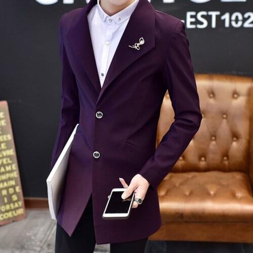 New Mens Suit Jacket Long Casual Suit Men Blazer Slim Fit Fashion Solid Color Suit Jacket Embellished Blazer African Blazer Men