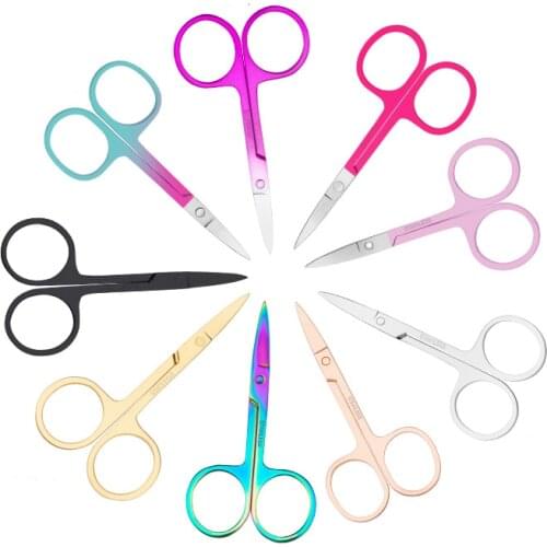 Stainless Steel Scissor Manicure For Nails Eyebrow Nose Eyelash Cuticle Mini Scissors Curved Pedicure Makeup Tool