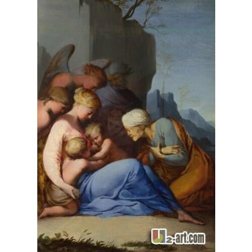 Canvas Prints (The Holy Family with Saints and Angels) Lubin Baugin Canvas printed decoration painting for bedroom Religion-248