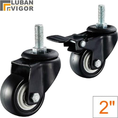 High load-bearing,2 inch PU Casters With brake/wheel,Two-bearing,Lead screw M10x25mm,Mute/Wearable,HOME/Industrial Hardware