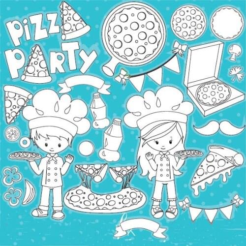 Pizza party transparent clear stamp for DIY Scrapbooking/Card Making/Kids Christmas Fun Decoration Supplies