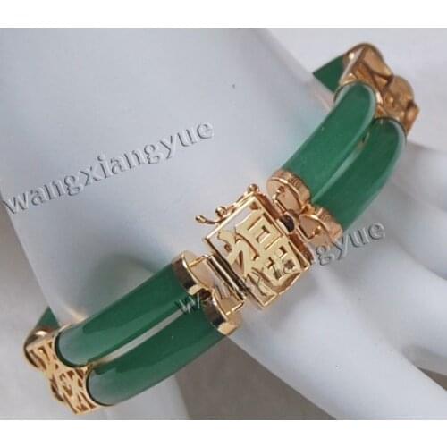 Rare Natural GREEN stone Jewelry bracelet 7.5'' AAA style Fine jewe Noble 100% Natural