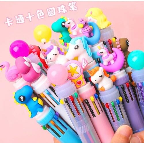 20 10 color cute cartoon ball point pen school office supplies stationery five color pen colorrefills a lotballpoint pen luxury