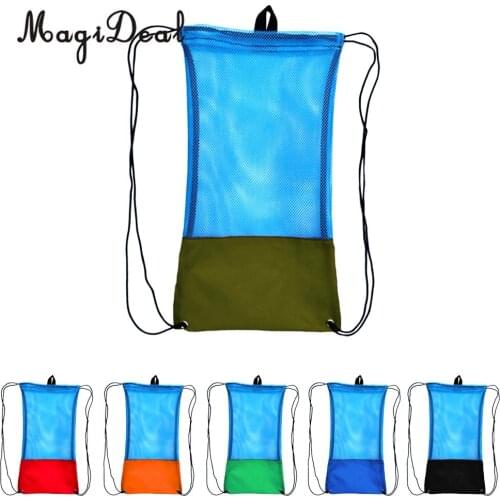 MagiDeal Drawstring Backpack Mesh Gear Bag With Shoulder Strap for Scuba Diving Swim Fins Goggles Mask Snorkeling Equipment