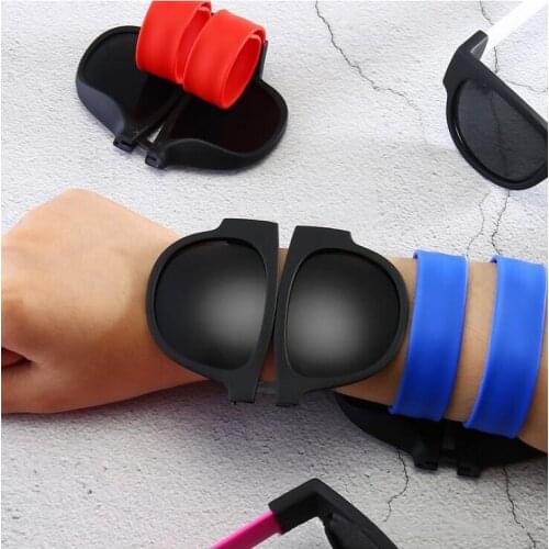 Folding Wrist Sunglasses Women Slap Wristband Sun Glasses Male Female Designer Foldablen Roll Bracelet Vintage Square GH1040