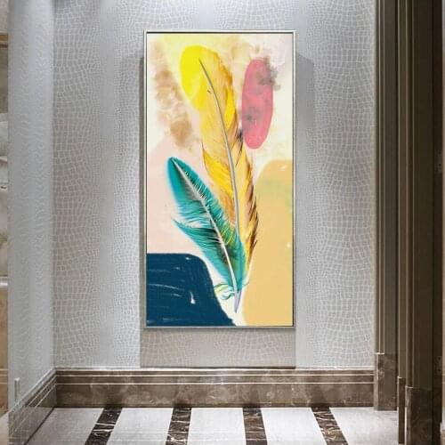Modern abstract feather canvas painting for living room nordic style wall art prints poster home decor