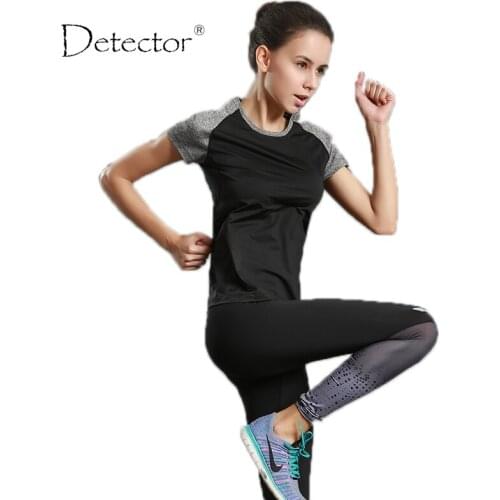 Detector Running Sports T shirt Dry Quick Yoga Gym Top Short-sleeved Fitness Tees Jogging Exercises Woman Tops