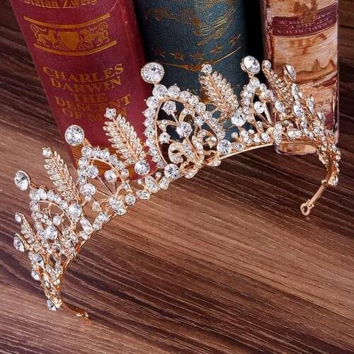 Leaf Wedding Baroque Hair Accessories Crystal Bridal Pageant Crowns Tiaras Luxury Rhinestone Diadem For Bride BH