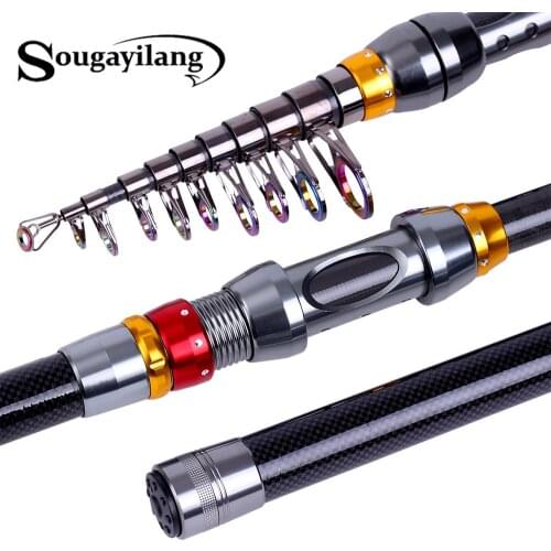 Sougayilang Spinning Fishing Telescopic Rod 1.8m-3.6m Carbon Fiber Fishing Rod High Saltwater Rod Bait Casting Fishing Rod Pesca