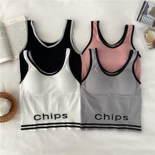 Seamless Cotton Tube Top Women Undefined lingerie Pad Vest Fashion Letter Cross Straps Summer Tank Tops Underwear Camisoles #F