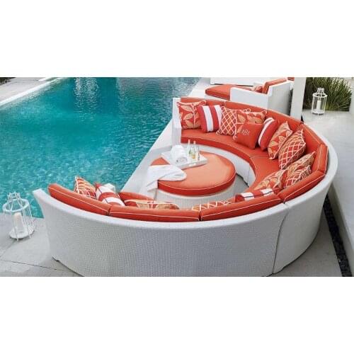Hot Sale plastic rattan dubai cheers sofa round shaped rattan outdoor furniture
