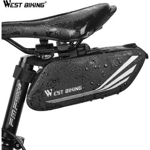 WEST BIKING Waterproof Bike Saddle Bag Portable Cycling Seat Pouch Reflective MTB Road Bicycle Tail Bag Rear Pannier Accessories