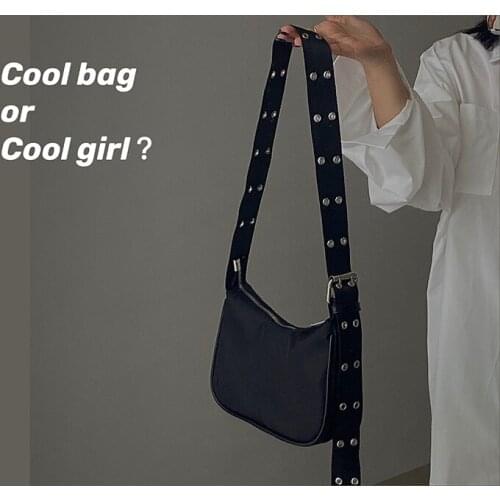 Womens bag 2020 summer dack style Nylon Baguette Fashion Solid Zipper Soft Shoulder Bags purses and handbags