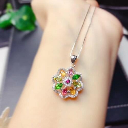 Attractive colorful tourmaline gemstone earrings for women jewelry 925 sterling silver natural round gem girl birthday gift