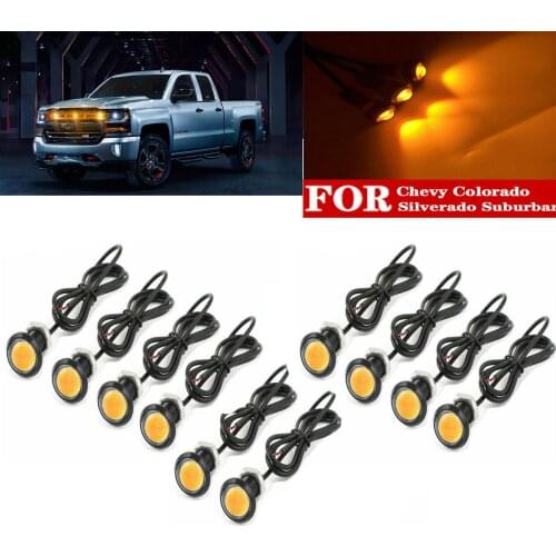 10pcs Raptor SVT Style LED Amber Grille Mark light For Ford Chevy Colorado Silverado