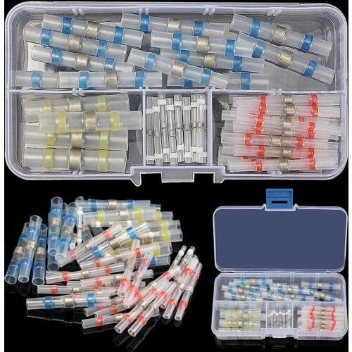 50pcs 4 Size Solder Sleeve Seal Heat Shrink Butt Connectors Wire Splice Terminal