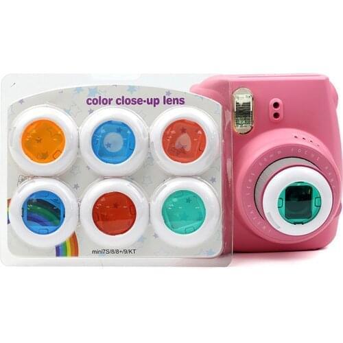 6pcs Colorful Camcorder Close-up Colored Lens Filter for Polaroid Fujifilm Instax Mini 8/8+/9/7S/KT Instant Film Cameras