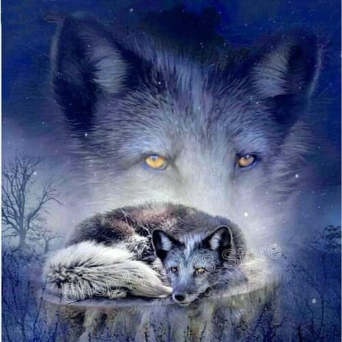 Wolf diamond painting animal full square/round diamond art landscape 5d handmade artwork
