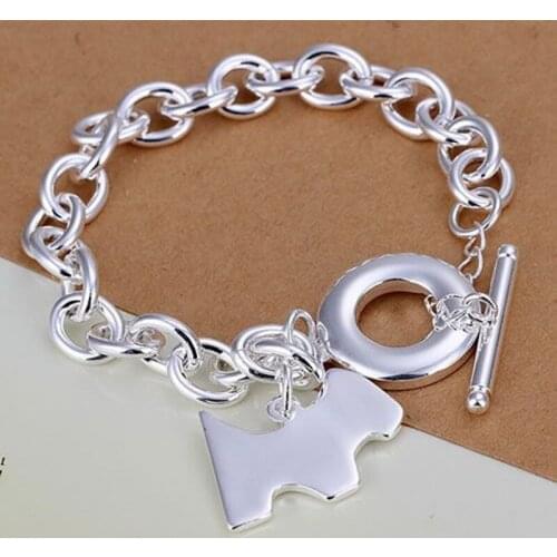 Free Shipping Wholesale silver bracelet, 925 fashion silver plated jewelry Dog tags TO bracelet /GDCBYSOZ RUFMPGGJ