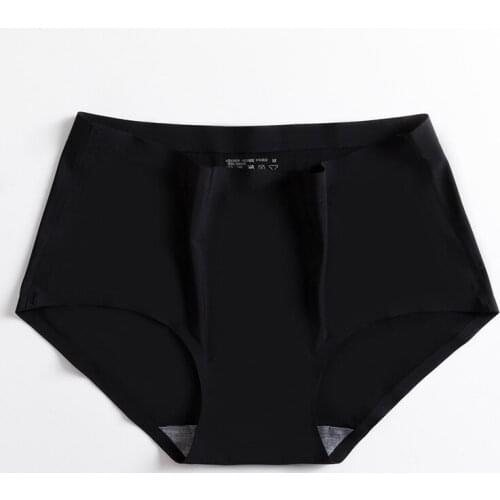 Traceless ice silk large size one piece ice silk cotton crotch middle waist sexy underwear new underwear ladies