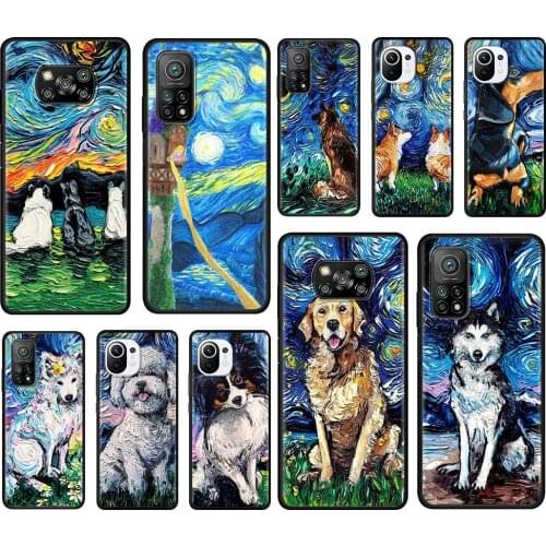 Mobile Phone Case For Xiaomi Mi Poco X3 NFC 10T Pro 5G M3 11 Note 10 Lite Black Shell 9T Cushion Cover Animal Art Oil Painting