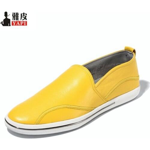 Must Have ! Spring Full Grain Leather Men Loafers Casual Full Grain Leather SLIP-ON Boat Shoes Man Driving loafers