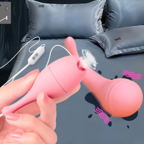 Double Egg Vibrator For Women Vaginal Balls Pussy Licking Toy Clitoris Stimulator Female Tongue Masturbator Adult Sex Machine