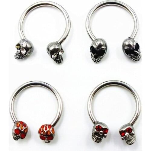 1PC Punk Skull Stainless Steel Nose Ring Nose Piercings Helix Ear Piercing Women Men Septum Rings Body Piercing Jewelry