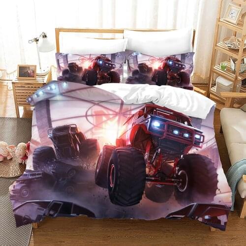 Monster Trucks 3D Printing Bedding Set Duvet Cover Queen Twin Size for Bedroom Decor