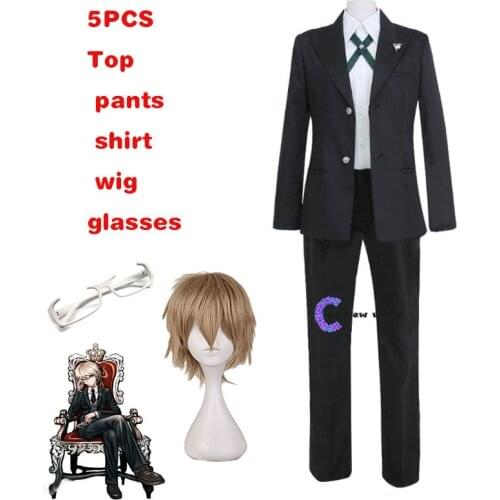 Danganronpa Byakuya Togami Cosplay Costume Brown Short Wig Dangan Ronpa Men Uniform Jacket Shirt Pants Halloween Outfit Women