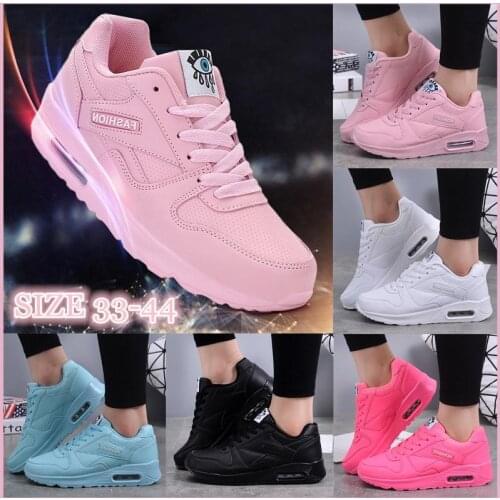 Women Fashion Sneakers Air Cushion Sports Shoes Pu Leather Blue Shoes White Pink Outdoor Walking Jogging Shoes Female Trainers