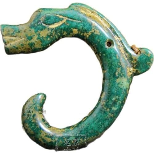 Hand-carved jade dragon Hook Pendant with ancient color and fragrance
