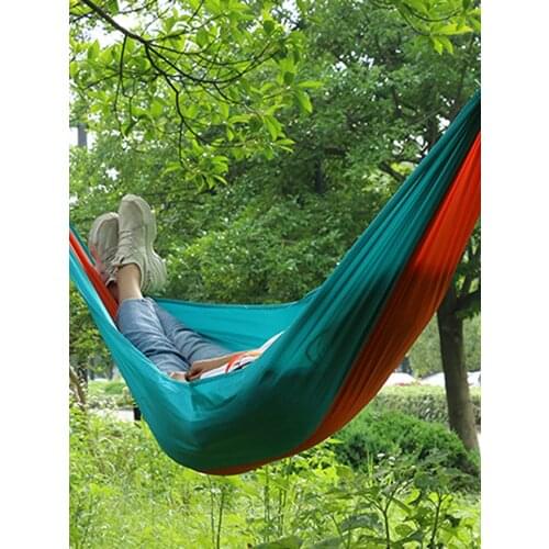Outdoor Camping Hammock Light Portable Nylon Cloth Hammock Swing With Backpack Leisure Hammocks Garden Hanging Sleeping Chair