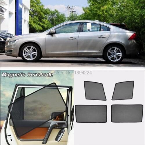 Car Full Side Windows Magnetic Sun Shade UV Protection Ray Blocking Mesh Visor For Volvo S60 2016-2019
