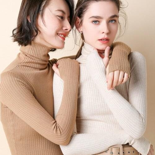 Fashion Turtleneck Sweater Women Fall Winter Slim Base Pullover Sweater Women Knitted Sweater Long Sleeve Turtleneck Women