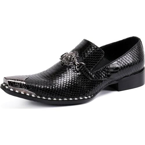 New Spring and Autumn Casual Mens Classic Shoes Spring and Autumn Leather Footwear Fashion Trend Snake Grain Leather Men Shoes