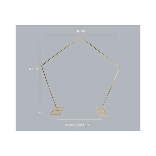 New wedding props background geometric iron frame wedding stage decoration flower frame pentagonal arch