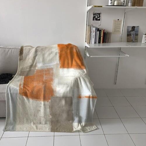 Orange Paint Graffiti Abstract Throw Blanket Picnic Travel Blanket Portable Soft Bedspread Microfiber Flannel Blankets for Beds