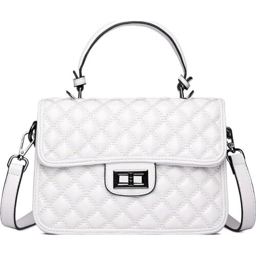 2021 Luxury Women Solid PU Leather Bag pPlaid Messenger Bags Handbags Famous Brands Designer Female Handbag Shoulder Bag